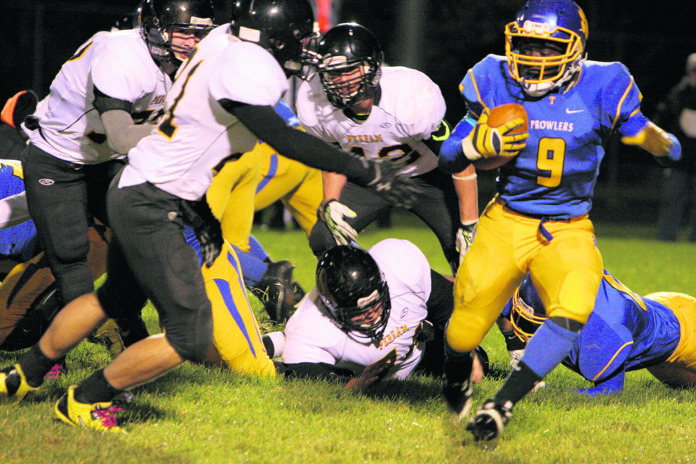 Thief River Falls senior Nathanael Holecek was a workhorse for the Prowlers Friday night. Holecek carried 29 times for 210 yards and a touchdown in the Prowlers 22-14 win. 